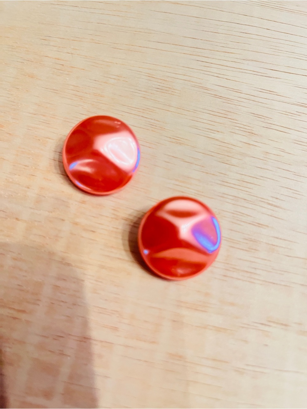 Retro Coral Clip On Earrings - 2 Pair